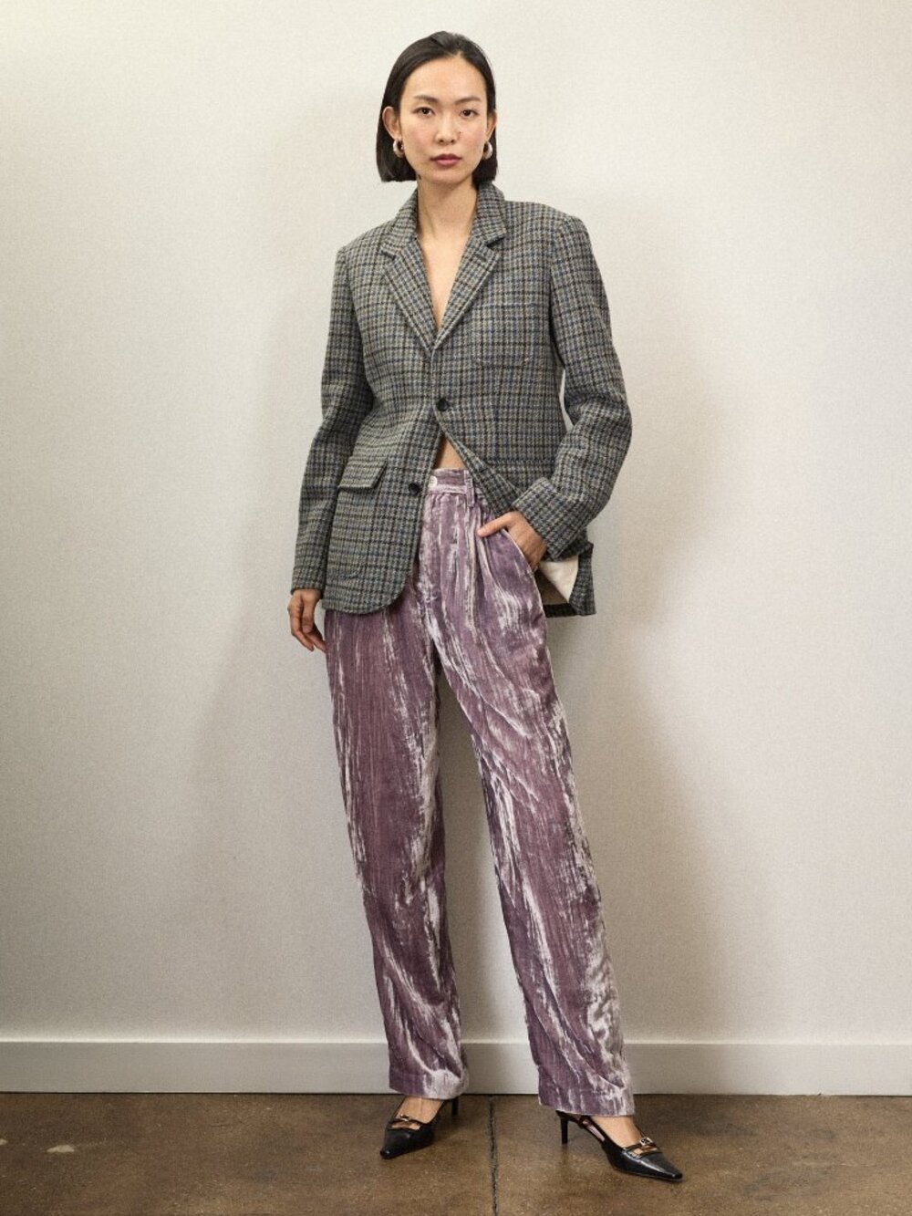 Alex Mill x Becky Malinsky Holiday Things Walker Pleated Velvet Lilac Pants